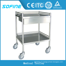 Chariot médical d&#39;hôpital en acier inoxydable SF-HJ2712 avec tiroir